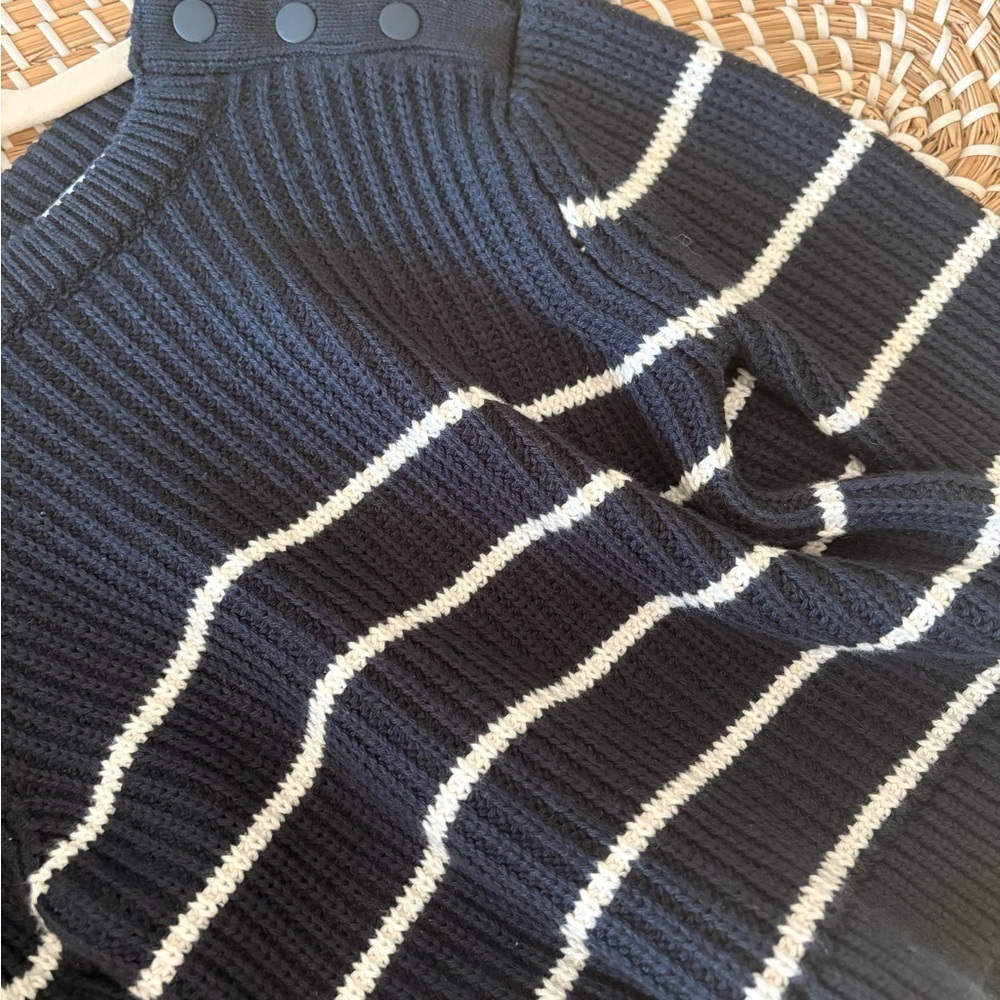 NWT- Zara neutral Striped Knit Sweater with Button Detail.​​​​​